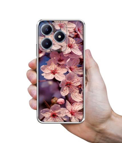 Image of Pink Flowers Pattern Design Printed Silicon Soft TPU Back Case Cover for Realme C63 4G / Narzo N63 4G