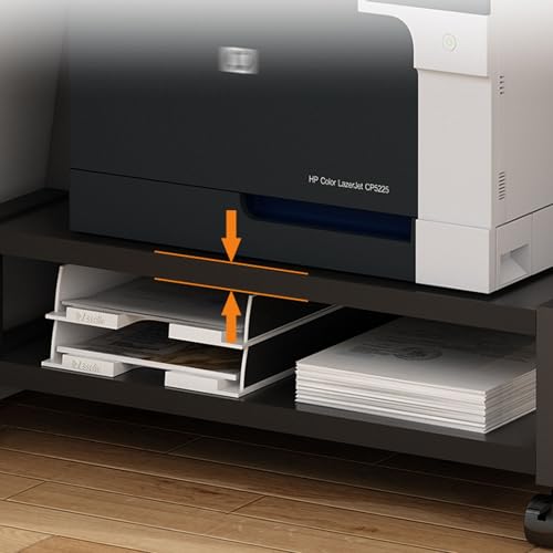 Rollender Druckerständer mit Rädern unter dem Schreibtisch, Druckerwagen, mobiles Druckerregal mit Aufbewahrung, Heimbüro, Weiß, 55,9 x 30,5 x 53,3 cm