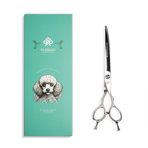 Image of 7 inch Curved Dog Grooming Scissors|VG10 Japanese Steel Professional Pet Grooming Shears for Cats & Dogs|Face, Paws, Ears & Tail Precision Trimming|Lightweight Ergonomic Handcrafted Design|K9 Shears