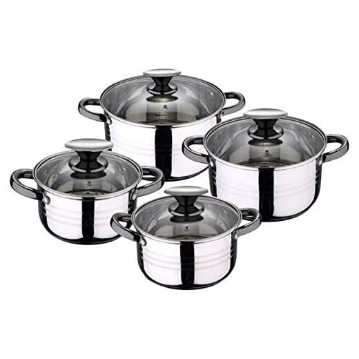 San Ignacio Bateria de Cocina 8 Piezas-Acero Inoxidable-Tapas de Vidrio-Apta para inducción-Colección Hita, Ø16 Ø18 Ø20 y Ø24 cms
