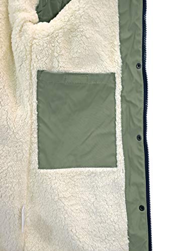 MADSea Damen Regenmantel Friesennerz mit Teddyfleece warm gefüttert Regenjacke wasserdicht, Farbe:oliv, Größe:44