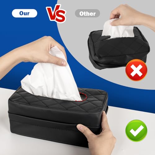 image for VETERBONE Car Tissue Holder, Standard Tissue Holder for Car Pu Leather