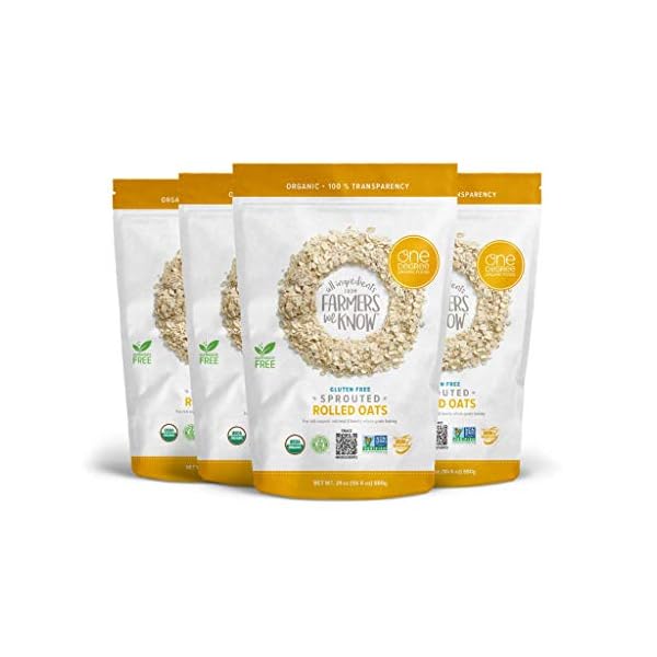 One Degree Organic Foods Sprouted Rolled Oats, USDA Organic, Non-GMO Gluten Free Oatmeal, 24 oz., 4 Pack