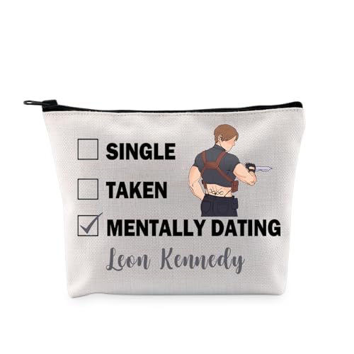 PYOUL Games Inspired Gift Mentally Dating Leon K Makeup Bag Leon K Lover Cosmetic Bag Video Games Fan Gift Games Merch (Dating Leon K Bag)