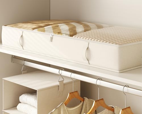 Vailando Side-Supported Under Bed Storage Containers, 6 Inches Tall 60L Underbed Storage Bins with Sturdy Handles and Sidewalls, Closet Organizer for Clothes, Blankets, Seasonal Items, Beige, 2-Pack - Image 6
