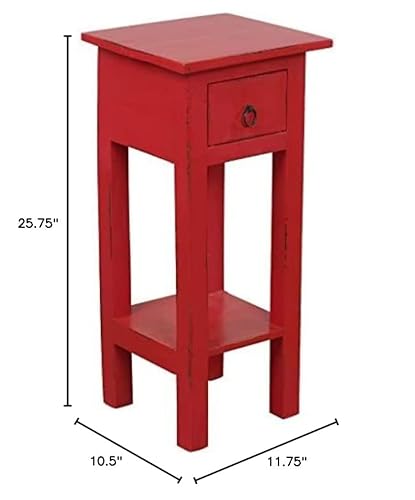 Sunset Trading Shabby Chic Cottage Table, Small One Drawer, Antique Red #TOP2