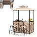 HOMASIS Gazebo per Barbecue con Banco da Bar e 2 Sgabelli, Gazebo Esterno Resistente con Doppio Tetto, Pergolato Resistente alla Pioggia e al Fuoco (Marrone, 194 x 121 x 242 cm) immagine
