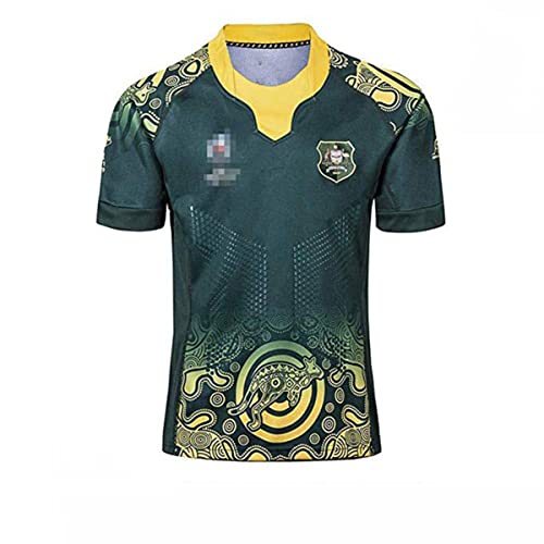 2019 World Cup Rugby Jersey Rugby Jersey Australian Home/Away for Men Short Sleeve Casual T-Shirt Training Suit Australia Home Away,Green,L