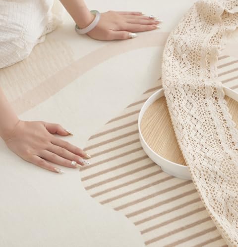 Tapete moderno irregular beige fácil limpieza 2x6 ft miniatura 5