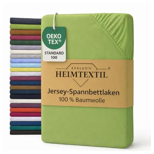 EXKLUSIV HEIMTEXTIL Marke Jersey Spannbettlaken Spannbetttuch Bettlaken Rundumgummizug 100% Baumwolle in vielen Größen und Farben MARKENQUALITÄT ÖKOTEX Standard 100 |90-100 x 200 cm Apfelgrün