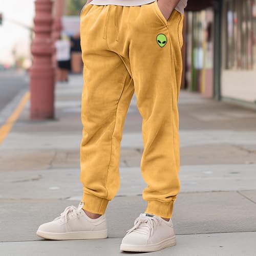 DALIX Alien Embroidered Washed Jogger Pant Soft Fleece Relaxed Fit Lounge Mens4