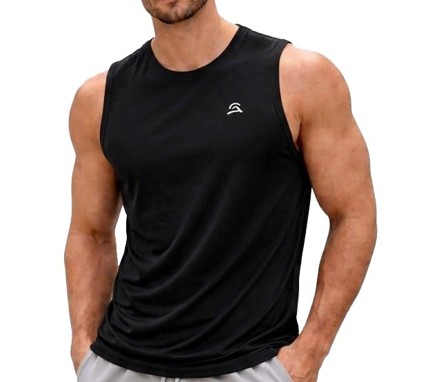 PowerFlex Men’s Sleeveless Active Gym Sandow T-Shirt (in, Alpha, M, Regular, Black)-picture-23