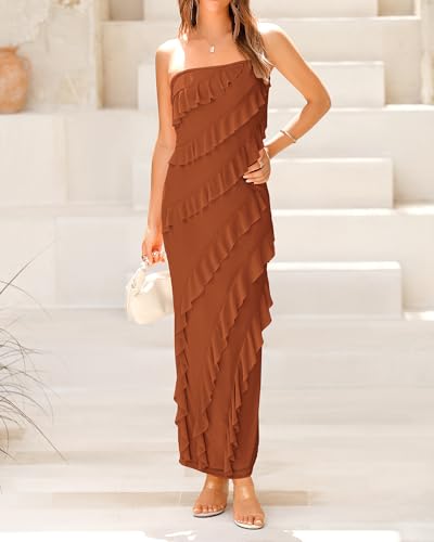 BTFBM Women Summer Elegant Strapless Midi Ruched Bodycon Dress Solid Color Stretch Mesh Slim Party Cocktail Dresses