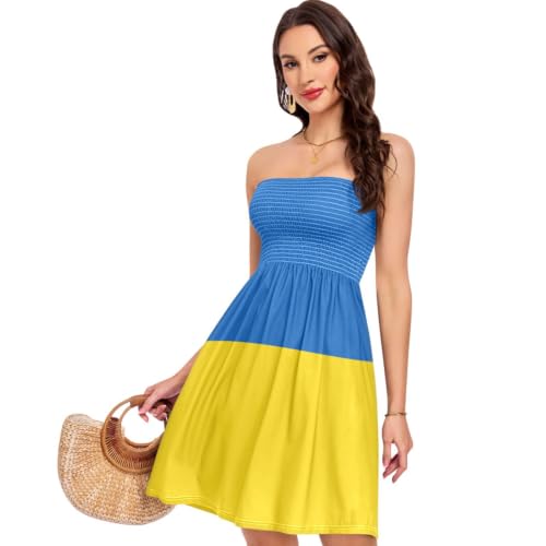 Robe d'été drapeau Ukraine pour femme GuoChe bustier élégante