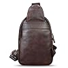 Genuine Leather Sling Bag Retro Crossbody Sling Backpack Handmade Chest Shoulder Daypack Cycling Bag Purse Fanny Pack (Coffee)