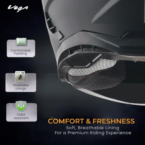 Image of Vega VF 11 Dirt-X Solid Full Face Riding Helmet with Matte Shock Absorbing Shell, Aerodynamic Design, Ventilated Interior, Comfortable Fit, Durable Riding Helmet - Dull Black -XL