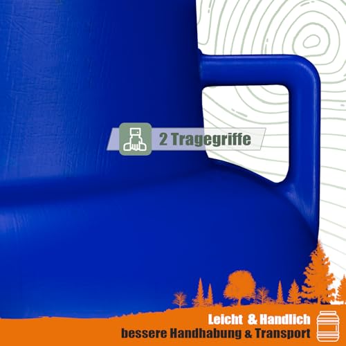 FIXKRAFT Weithalsfass Lebensmittelecht 60L Futtertonne Hund Gärbehälter Blaue Futter Tonne mit Deckel Maischefass Schraubdeckel 60 Liter Camping Kanister Gärfass