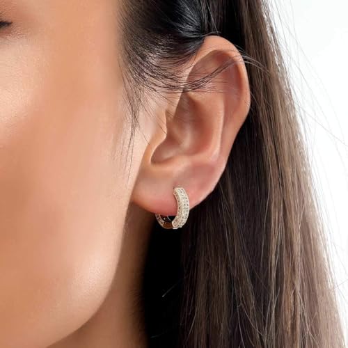 اقراط حلقية من فاش جود للرجال والنساء: اقراط حلقية من الزركونيا المكعبة لا تسبب الحساسية مطلية بالذهب عيار 14 قيراط