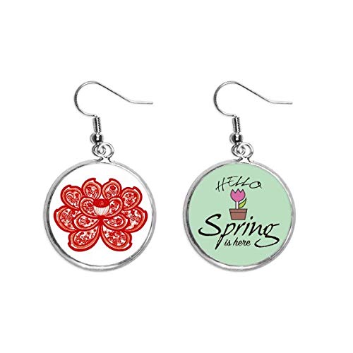 Pendientes flor de loto colgante zodiaco chino joyas de primavera
