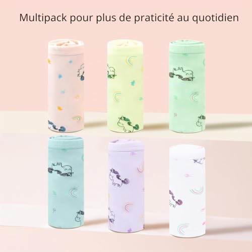 Lot de Culottes en Coton pour Filles – Slips Doux et Confortables, sous-vêtements pour Enfants de 2 à 12 Ans (Pack de 6) (YZ110, 11-12 Years) – vue 5