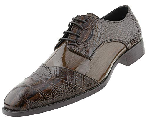 Bolano Bandit, Cap Toe Oxford Dress Shoes for Men, Men's Formal Dress Shoes with Alligator Print, Croc Folded Oxfords2