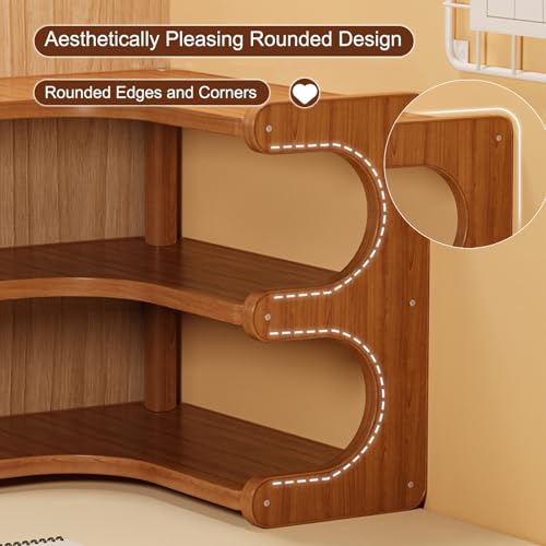 Estantería para encimera que ahorra espacio con baldas de madera ajustables para estudio 7