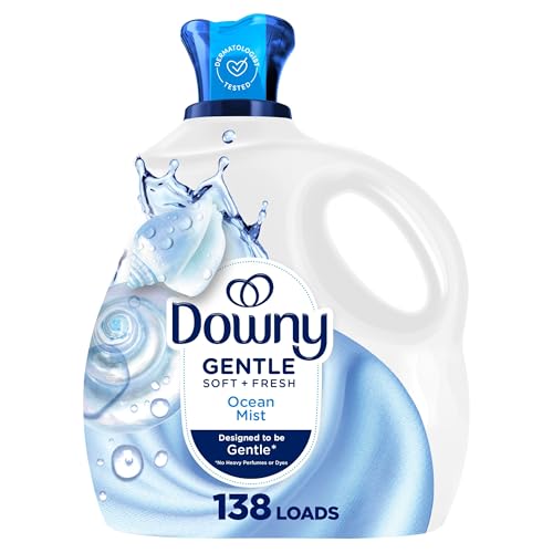 Downy Gentle Soft + Fresh Fabric Softener Liquid, Ocean Mist Scent, 93 FL OZ, 138 loads, Liquid Fabric Softener Designed to be Gentle on Skin