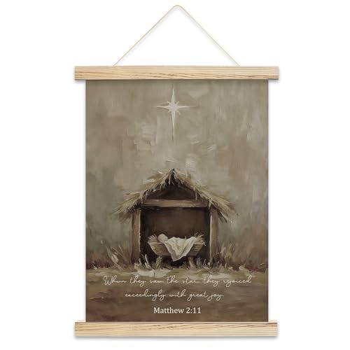 HEZNZXQ Christmas Nativity Wall Hanging, Bible Verses Christian Wall Art