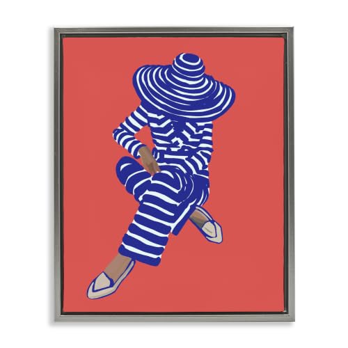Pop Style Stripes Fashion Girl, 17 x 21 Inch Canvas in Floater Frame