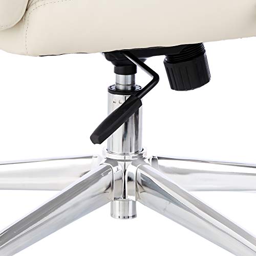 Image of Amazon Basics Executive Desk Chair with Easy Assembly, Adjustable Height, 275lb Capacity, Oversized Cushion, 29.13 inchD x 25.2 inchW x 43.11 inchH, Ivory Bonded Leather