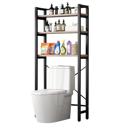 DAYONG Over-the-Toilet Storage Rack, 3-Layer Large Capacity Toilet Shelves, Space Saving Organizer for Bathroom & Laundry Room (Black)