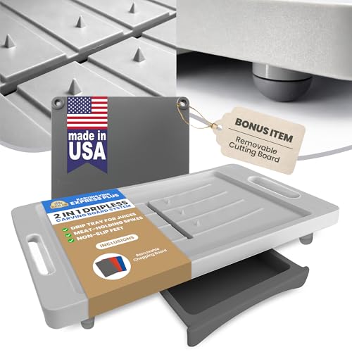 Large Cutting Board - XL Meal Prep System with Juice Groove, Spikes, Drip Tray & Removable BPA Free Cutting Board - Patented Multi-Feature Design Carving Board - BBQ Essential & Kitchen Gifts