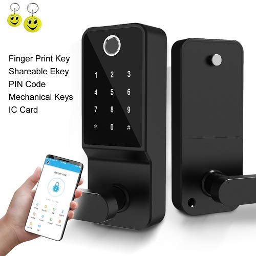Bluetooth Fingerprint Touchscreen Smart Lock Anti-peep Code Adjustable Handle Works with iOS