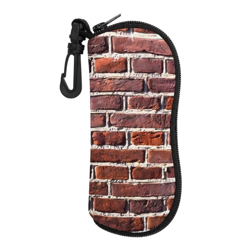 USHJNV Red Brick Wall Stone Bricks Masonry Sunglasses Case Ultra Light Neoprene Zipper Eyeglass Soft Case with Belt Clip