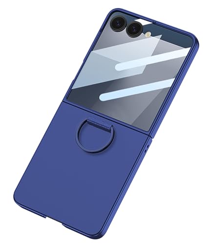 Image of Kapa Ultra Thin PC + D Ring Back Case for Samsung Galaxy Flip7 / Z Flip 7 |with [Inbuilt Glass] Shockproof Slim Hard Protective Cover (Blue)