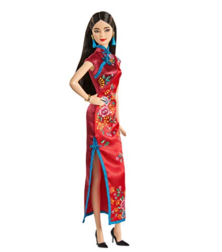 Barbie Signature Lunar New Year Doll (12-Inch Brunette) Wearing Red Satin Cheongsam Dress With Accessories, Collectible Gift For Kids & Collectors #TOP6
