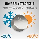 ABSINA AG13 LR44 ogniwo guzikowe opakowanie 50 szt. - 1,5 V alkaliczne ogniwa guzikowe zabezpieczone przed wyciekiem i o długiej trwałości - LR1154 / L1154F / G13 / G13A / 13GA / 157 / V13GA / PX76A / RW88 2 - gałka baterie czołowe