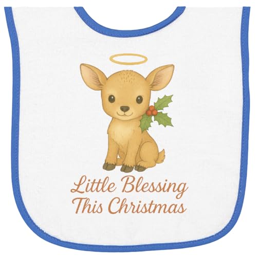 inktastic Little Blessing This Christmas Angel Deer Baby Terry Cloth Bib