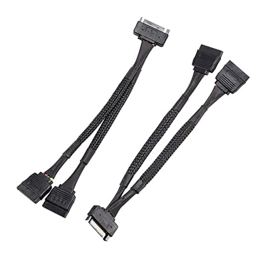 Zheino SATA Power Splitter Cable (2 Pack) SSD Power Cable HDD Power Cable Hard Drive Power Cable 6-Inch/15cm SATA 15 Pin Male to 2xSATA 15 Pin Female Power Y-Splitter Extension Cable