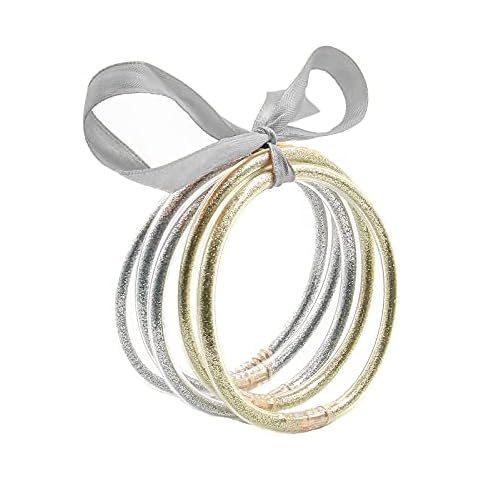 YBMYCM Glitter Jelly Bangles Bracelets Set for Women Glitter Filled Jelly Silicone Bracelets for Girls, Plastic, 11 Cover