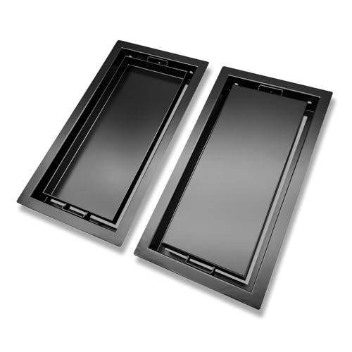 DDPow 6x12 Inch Modern Drop-in Floor Vent Cover Reversible Insert Tray for Black/White Panel or Flooring Material Inlay Steel Register (Black 1 Pc)