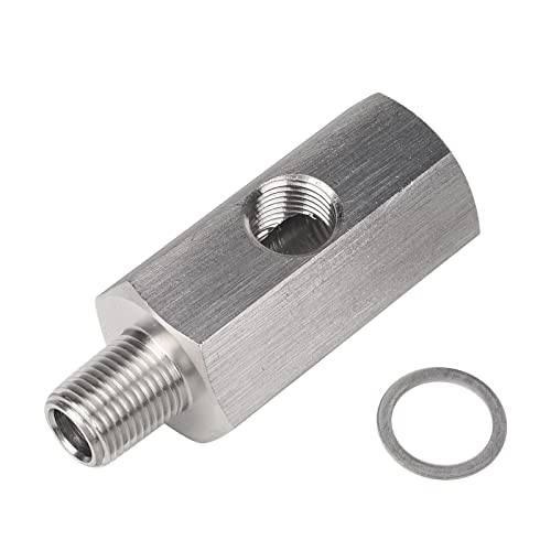 Adapter Tee - 1/8 BSPT Oil Pressure Sensor Tee Gasket to NPT Adapter Turbo Supply Feed Line Gauge