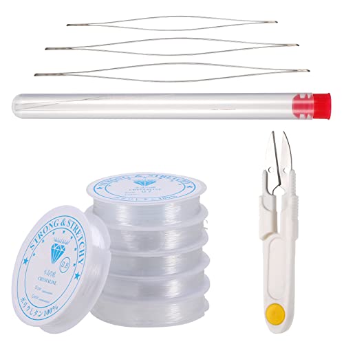FANTESI 6 Spule Elastische Schmuckfaden, 0.4mm-1.0mm Transparente Perlen...