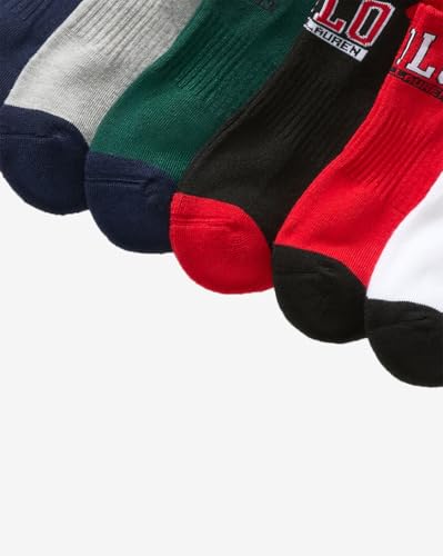 Polo Ralph Lauren Mens Socks Big Polo Logo Low Cut - 6 Pack - Red, Green, Blue and Black Polo Socks3