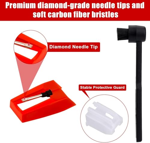 5 tape recorder needles, replace the turntable needle with a cleaning brush diamond needle. The turntable needle is suitable for Victrola, 1byone, Crosley, ION, Jensen LP phonographs, and vinyl record