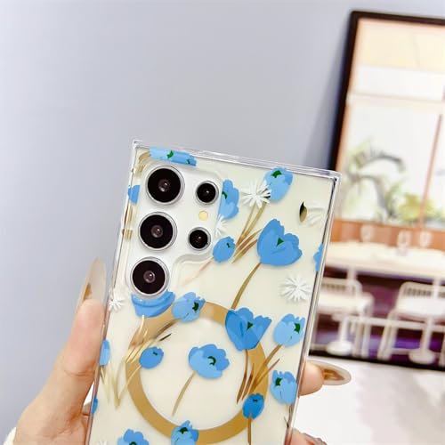 Coque de chargement sans fil transparente fleurs Samsung S25 - 5