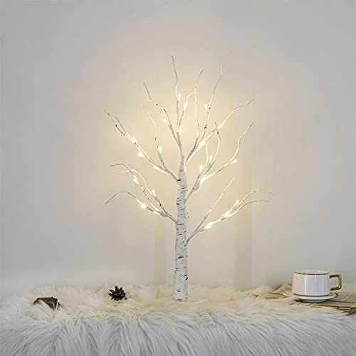 Vanthylit White Twig Christmas Tree with Lights 2FT Tabletop Birch Tree, 24 Warm White LEDs, Battery Operated - Image 5
