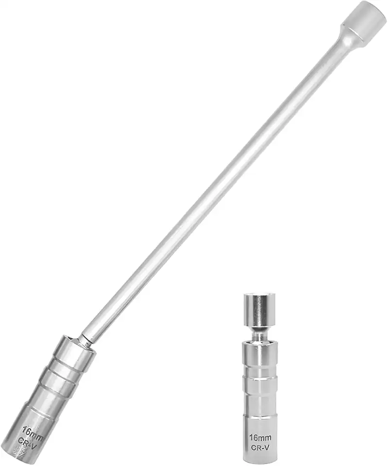 Soquete magnético giratório para vela de ignição para carro de 16 mm, soquete de vela de ignição de parede fina de 12 pontos com barra de extensão, ferramenta de remoção automotiva giratória