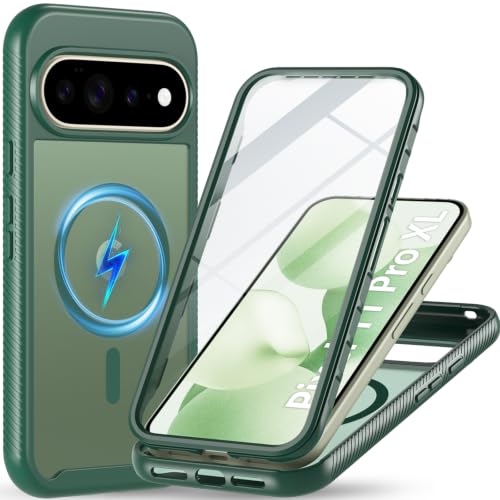 Hensinple for Pixel 11 Pro XL/10 Pro XL Case,360 Full-Body Protective,Green
