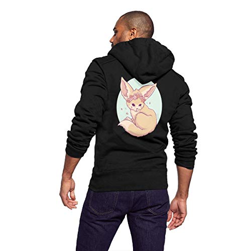 Keceur Men's Athletic Fit Full Zip Fleece Hooded Sweatshirt Flower Crown Fennec Fox Active Hoodie Jackets Pattern Hoodies with Front Pocket, Size S